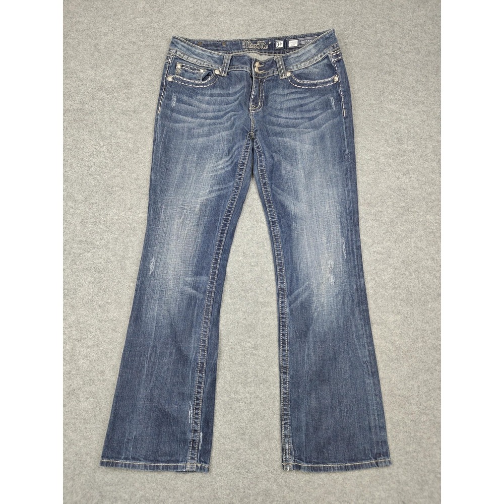 Miss Me Boot Jeans Womens 34 Blue Med Wash Bootcut Distressed Denim Y2K